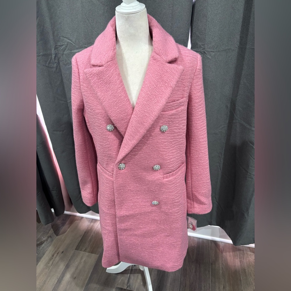 NWT M by Milly Double-breasted Boucle Coat With Rhinestone Buttons Medium - Picture 5 of 16